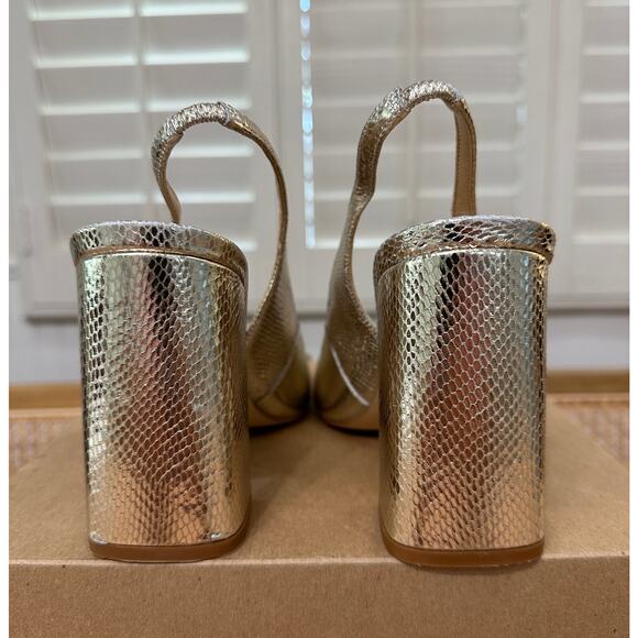 Marc Fisher LTD Womens Onna Square Toe Gold Slingback High Heel Pump Size 8 NWOB - Picture 9 of 12